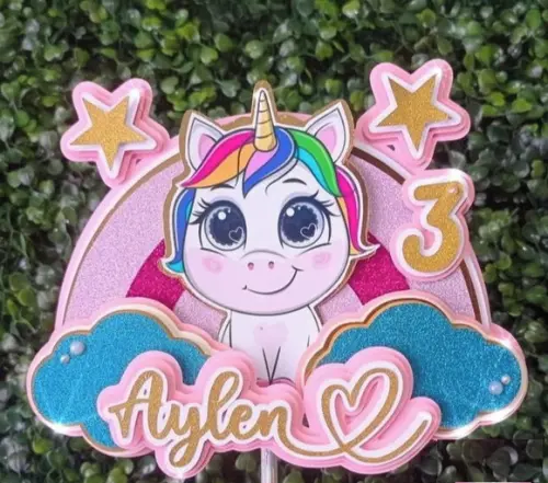 Topper Unicornio e Arcoiris