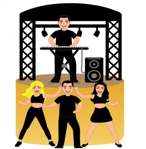 Topo de Bolo Tecladista e Bailarinas