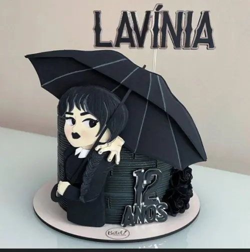 Topo de Bolo Wandinha Addams