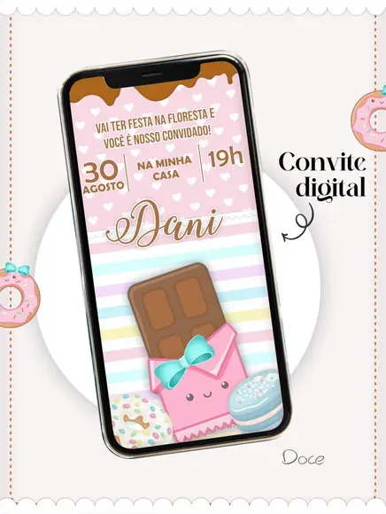 Convite Digital Doces Png e pdf