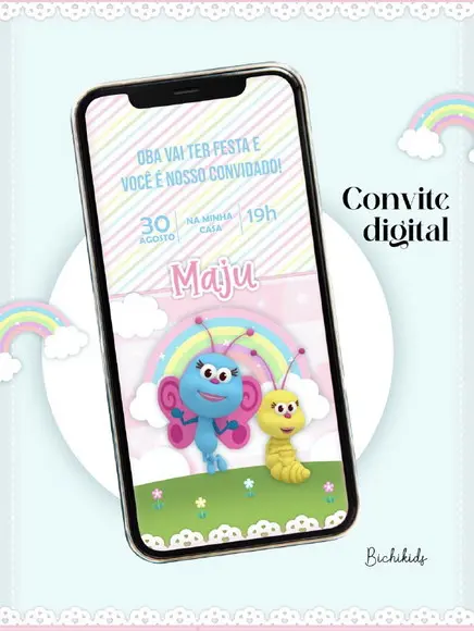 Convite Digital Bichikids Png e pdf