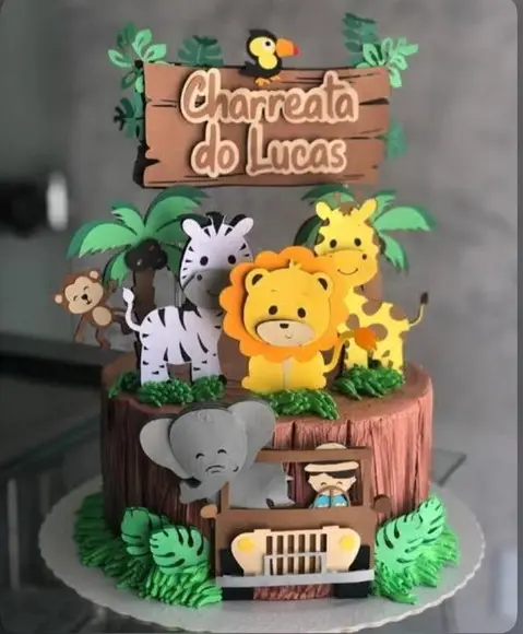 Topo Safari Baby Menino em Camada