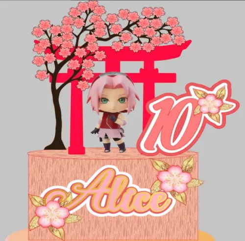 Topo de Bolo Sakura Naruto