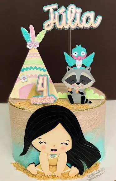 Topo de Bolo Pocahontas Baby