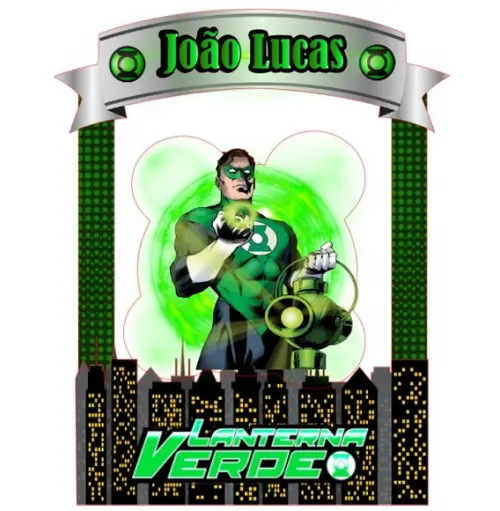 Topo de Bolo Lanterna Verde