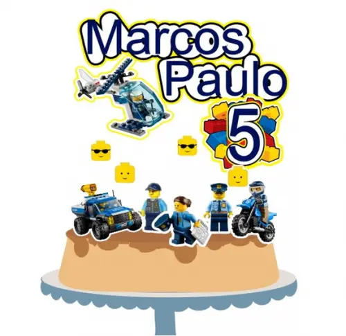 Topo de Bolo Lego Policial