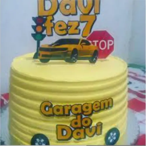 Topo de Bolo Camaro Amarelo