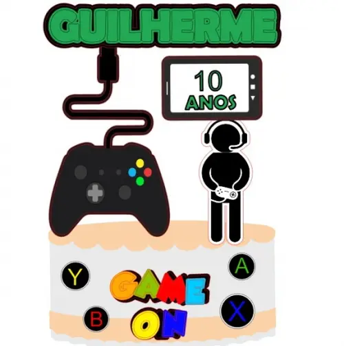 Topo de Bolo Gamer
