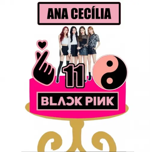 Topo de Bolo Black Pink