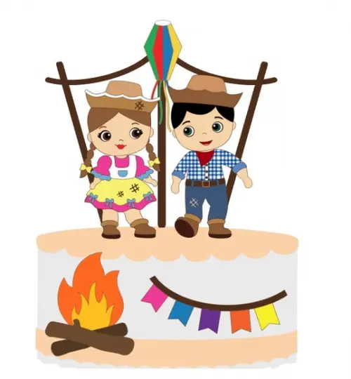 Topo de Bolo Casal Caipira