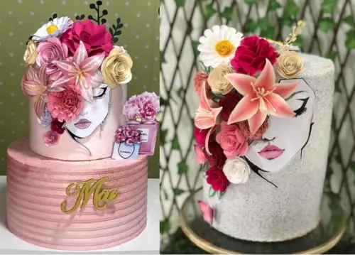 Topo de Bolo Floral Mãe