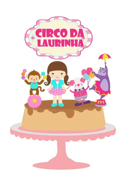 Topo de Bolo Circo Menina