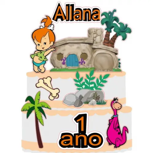 Topo de Bolo Pedrita com Casa