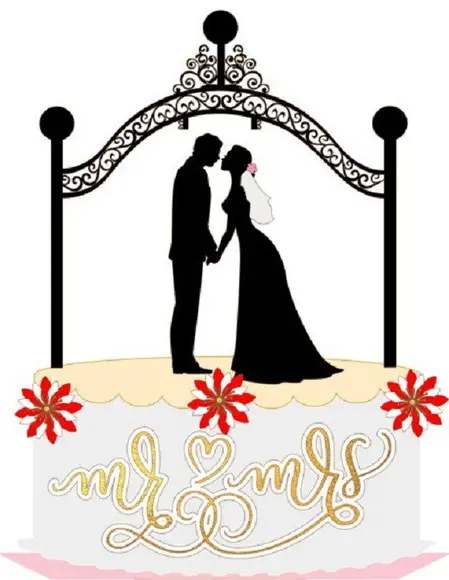 Topo Casamento Silhueta Mr e Mrs