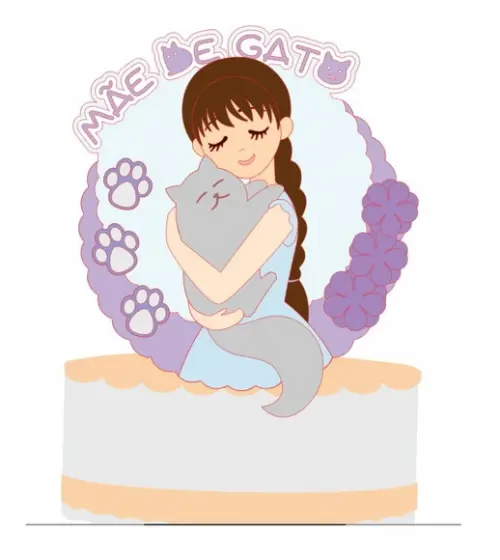 Topo de Bolo Mãe de Gatinho