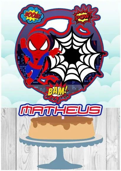 Topo de Bolo Homem Aranha Cute 3