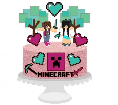 Topo de Bolo Minecraft Menina
