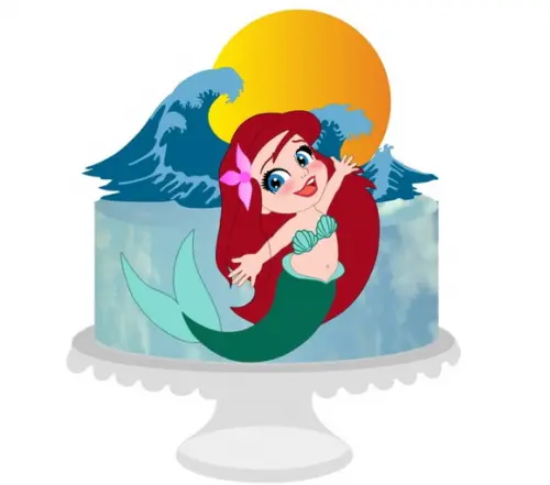 Topo de Bolo Sereia Ariel Cute 2