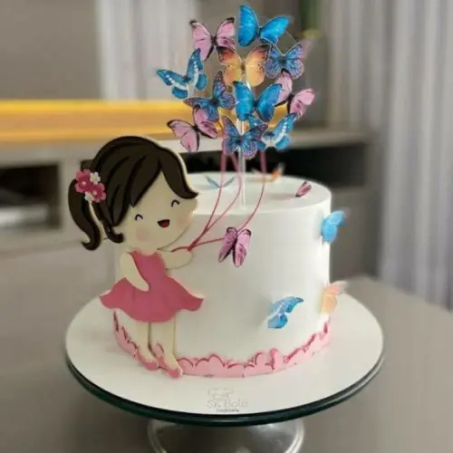 Topo Menina com Balões Borboletas