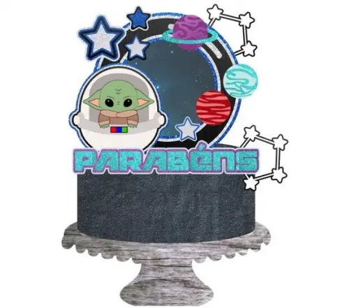 Topo de Bolo Yoda Cute