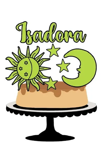 Topo de Bolo Sol e Lua