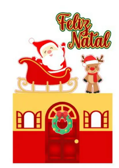 Topo Papai Noel e Rena no Telhado