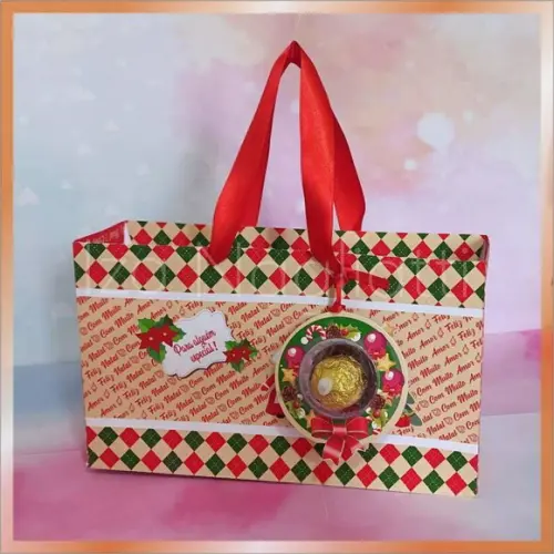 Sacola Grande de Natal com Tag