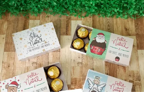 Caixa 6 Bombons Feliz Natal