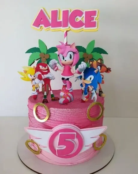 Topo de Bolo Sonic Menina
