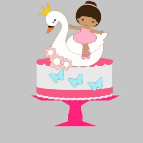 Topo de Bolo Bailarina e Cisne