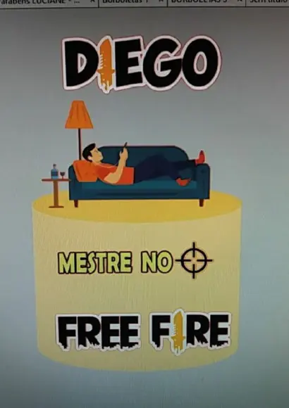 Topo de Bolo Mestre do Free Fire
