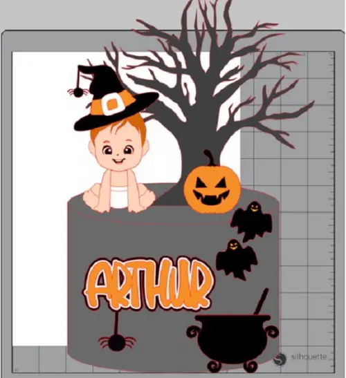 Topo de Bolo Halloween Bebê Sentado 2