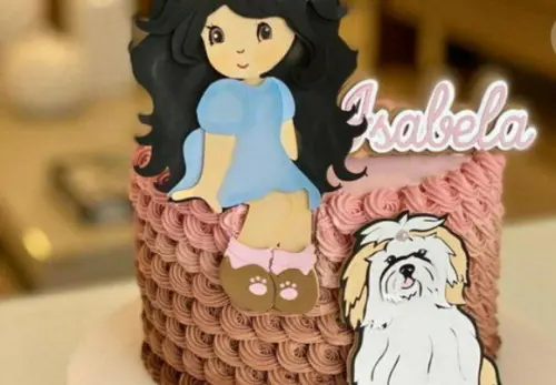 Topo Menina Sentada e Cachorrinha