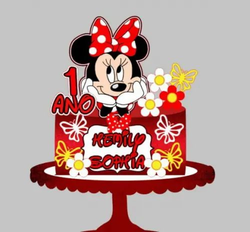 Topo de Bolo Minnie Vermelha 3