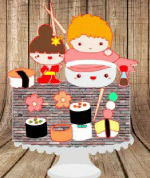 Topo de Bolo Sushi Cute