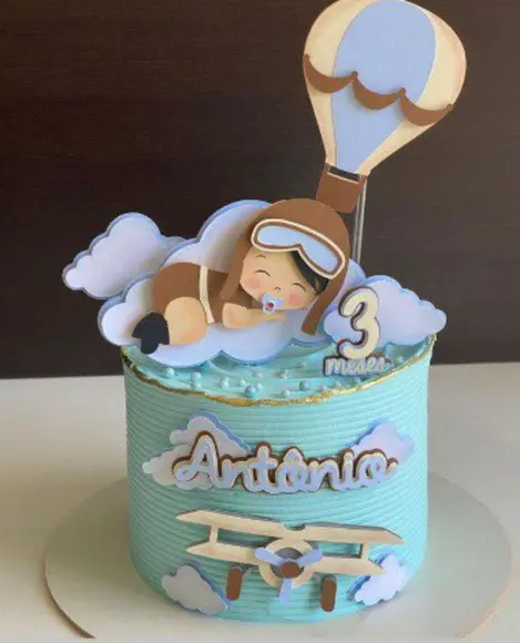 Topo de Bolo Bebê Aviador