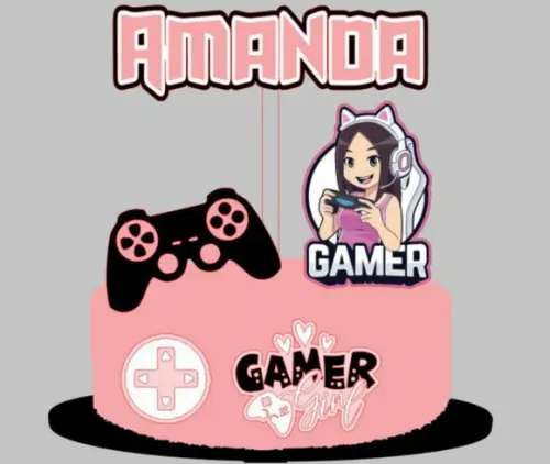 Topo de Bolo Gamer 3