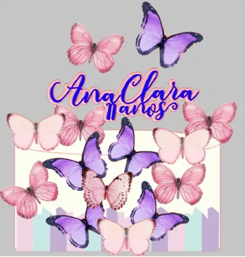 Topo Borboletas Rosas e Lilas