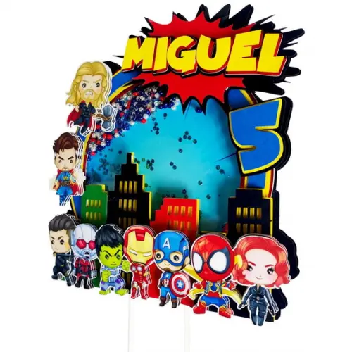 Topo de Bolo Vingadores Shaker