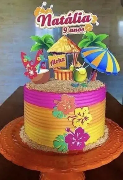 Topo de Bolo Aloha Tropical