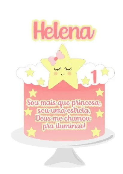 Topo de Bolo Estrelinha Cute