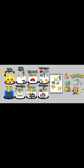 KIT 8 Topos de Bolo Pokémon - Arquivos de corte