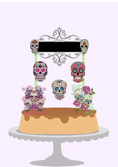 Topo de Bolo Caveira Mexicana