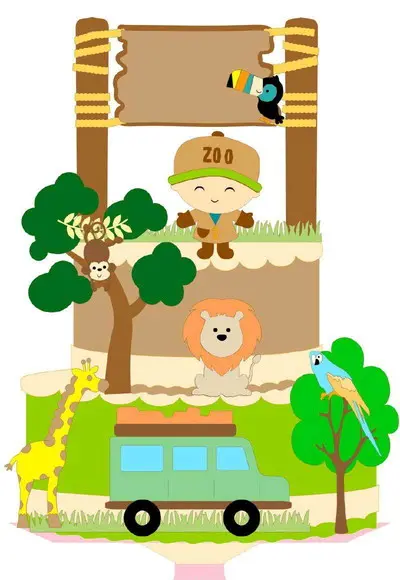 Topo de Bolo Safari