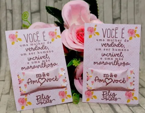 Cartão Bala e Chaveiro Dia das Mães