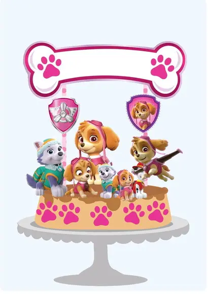 Topo de Bolo Patrulha Canina Rosa