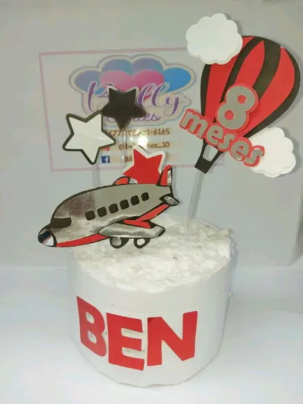 Topo de Bolo Avião e Balão