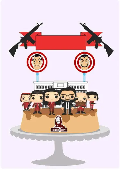 Topo de Bolo La Casa de Papel 2