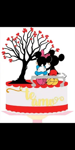 Topo de Bolo Mickey e Minnie Sentados