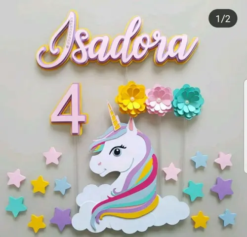 Topo de Bolo Unicórnio